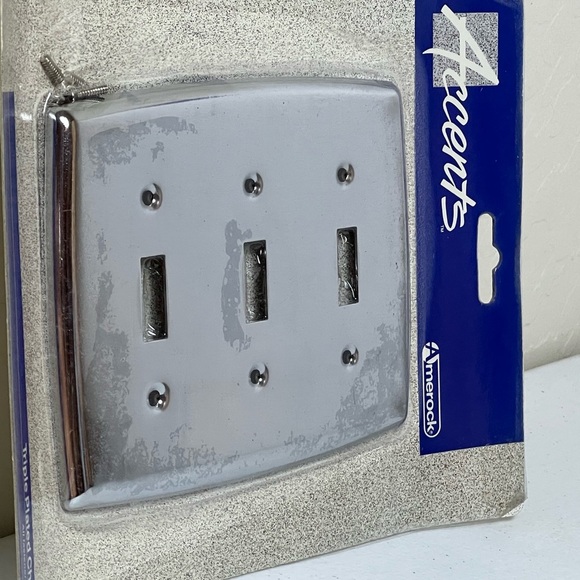 VTG Amerock Polished Chrome Silver Triple Switch Plate 52187 Accents Taiwan - Picture 2 of 8